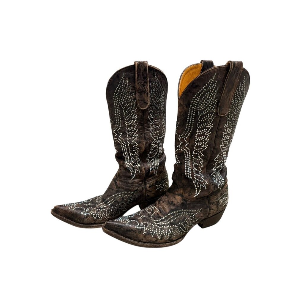 Size 8 Womens Old Gringo Eagle Swarovski Crystals Snip Toe Cowboy Cowgirl Boots - Picture 3 of 12
